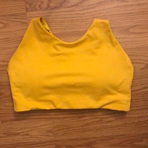 Golden yellow strappy sports bra